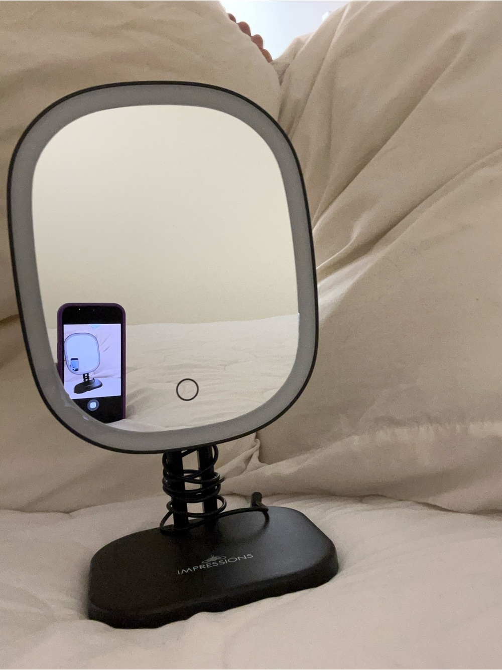 Impressions Lighted Makeup Mirror in Black and Silver
